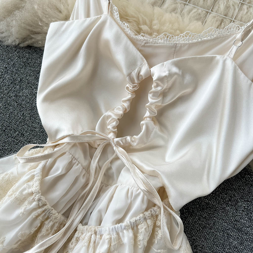 Priscilla Embroidered Open Back Dress