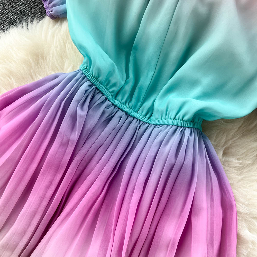Livia Puff Sleeve Pleated Dress