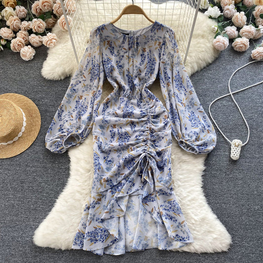 Tessa Lantern Sleeve Drawstring Dress