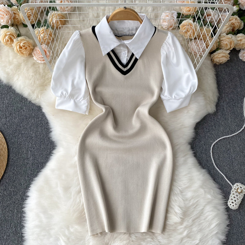 Racquel Puff Sleeve Knit Dress