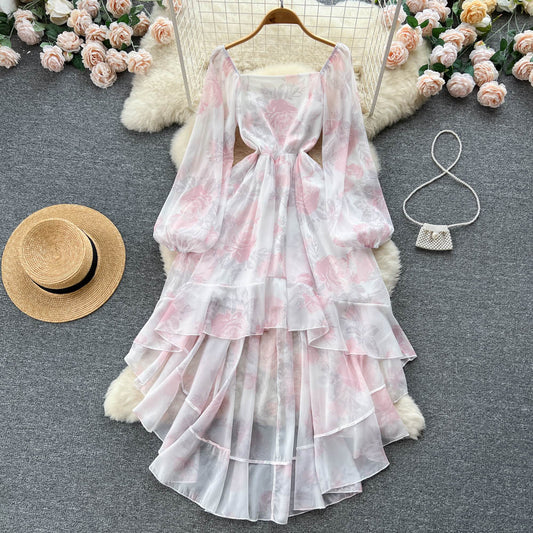 Emmalyn Puff Sleeve Ruffle Dress