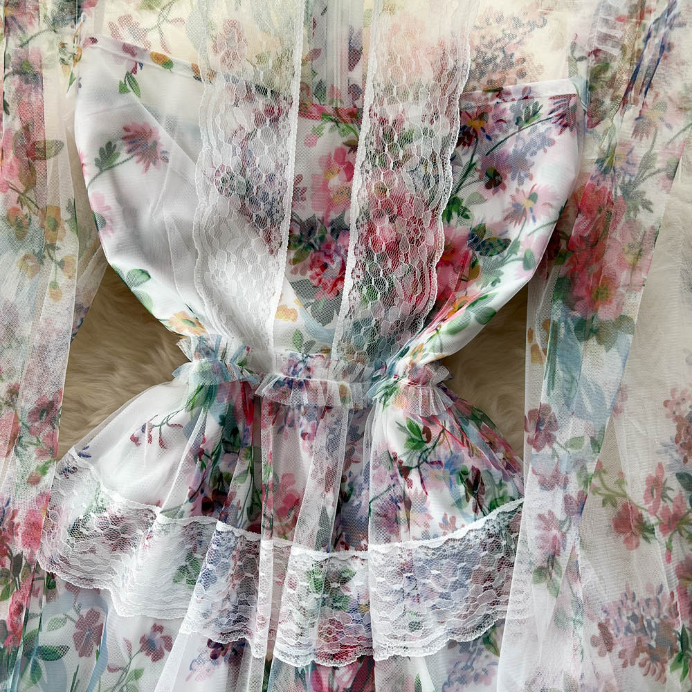 Alia Lace Edge Mesh Dress