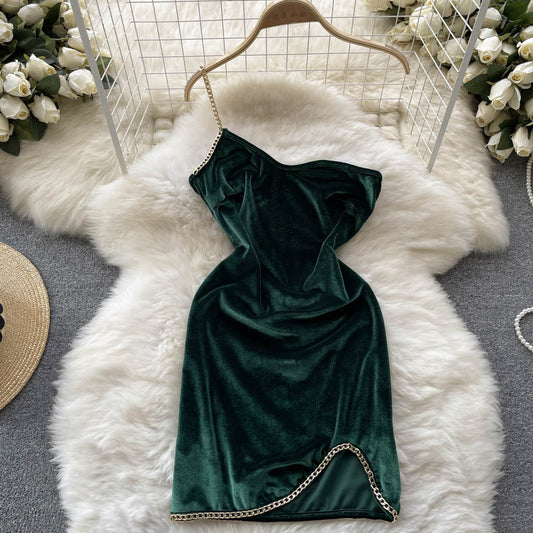 Tony One Shoulder Velvet Dress