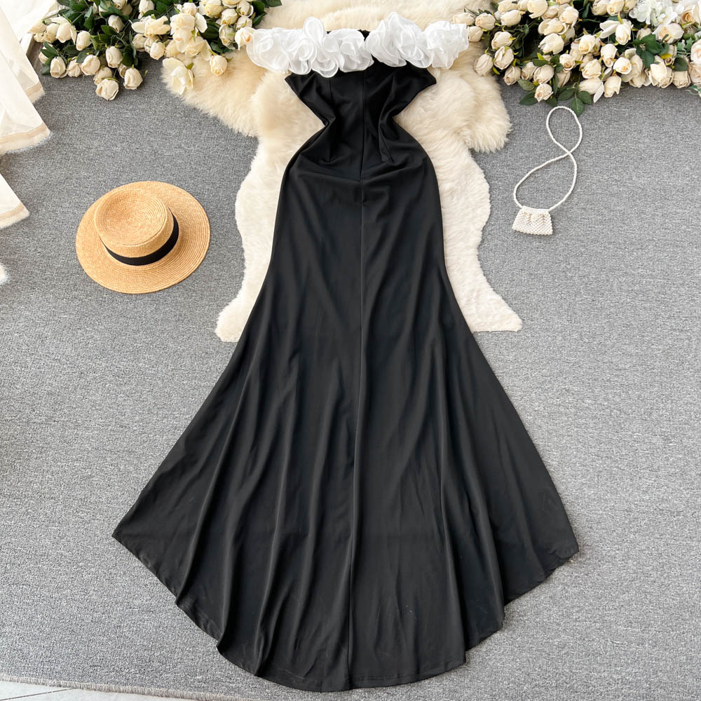Onyx Strapless Ruffle Dress