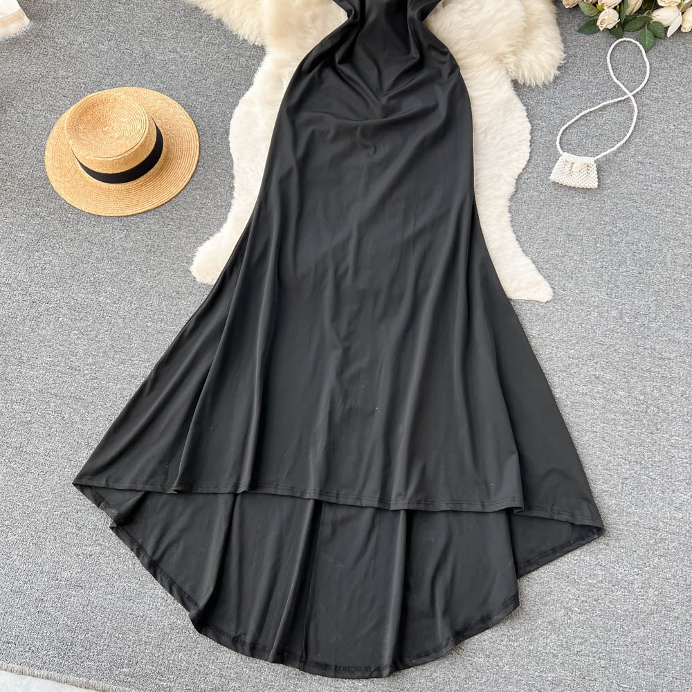 Onyx Strapless Ruffle Dress