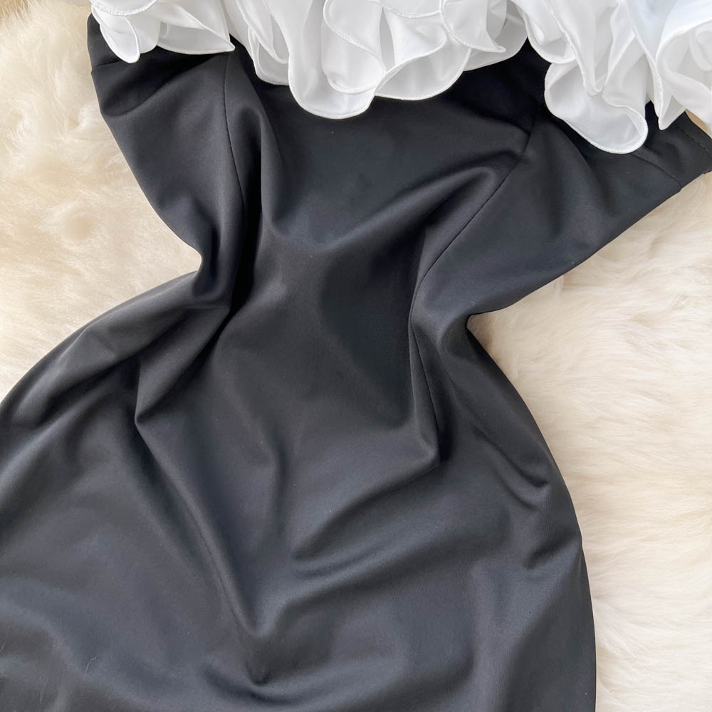 Onyx Strapless Ruffle Dress