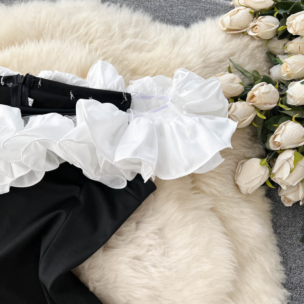 Onyx Strapless Ruffle Dress