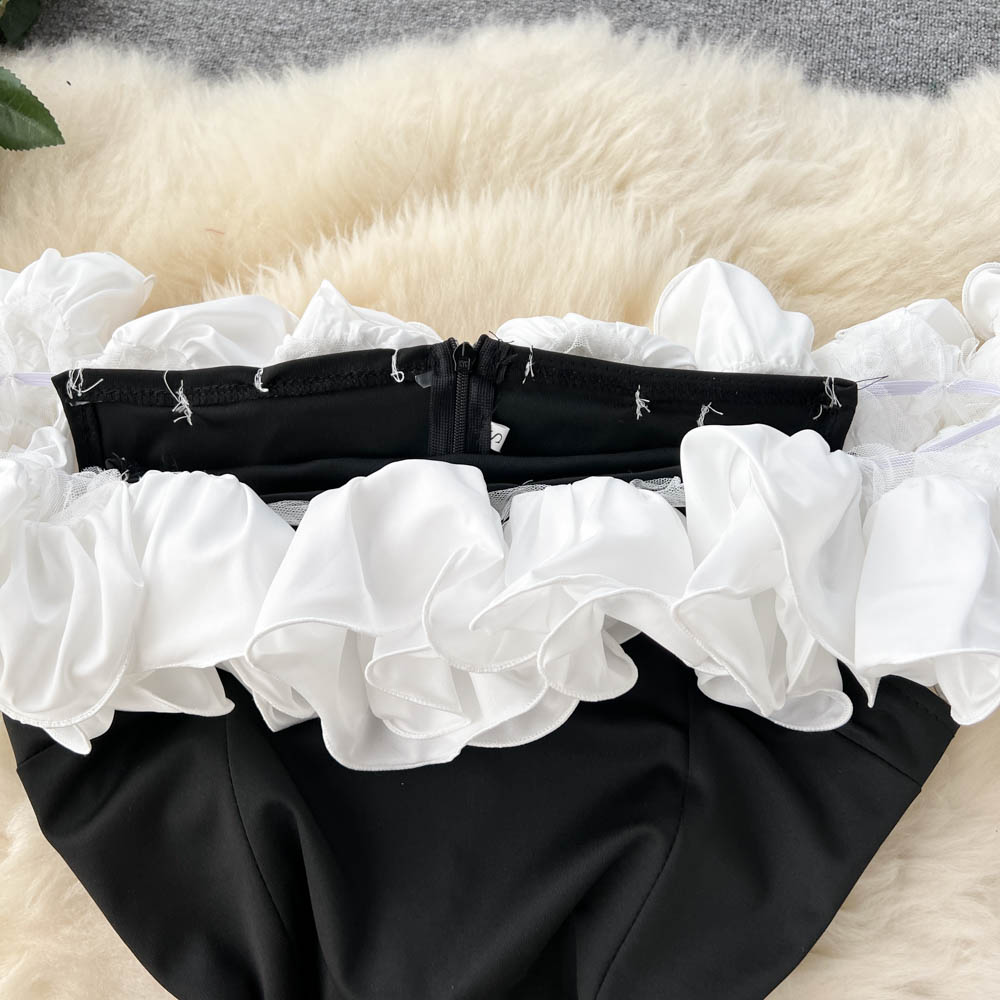 Onyx Strapless Ruffle Dress
