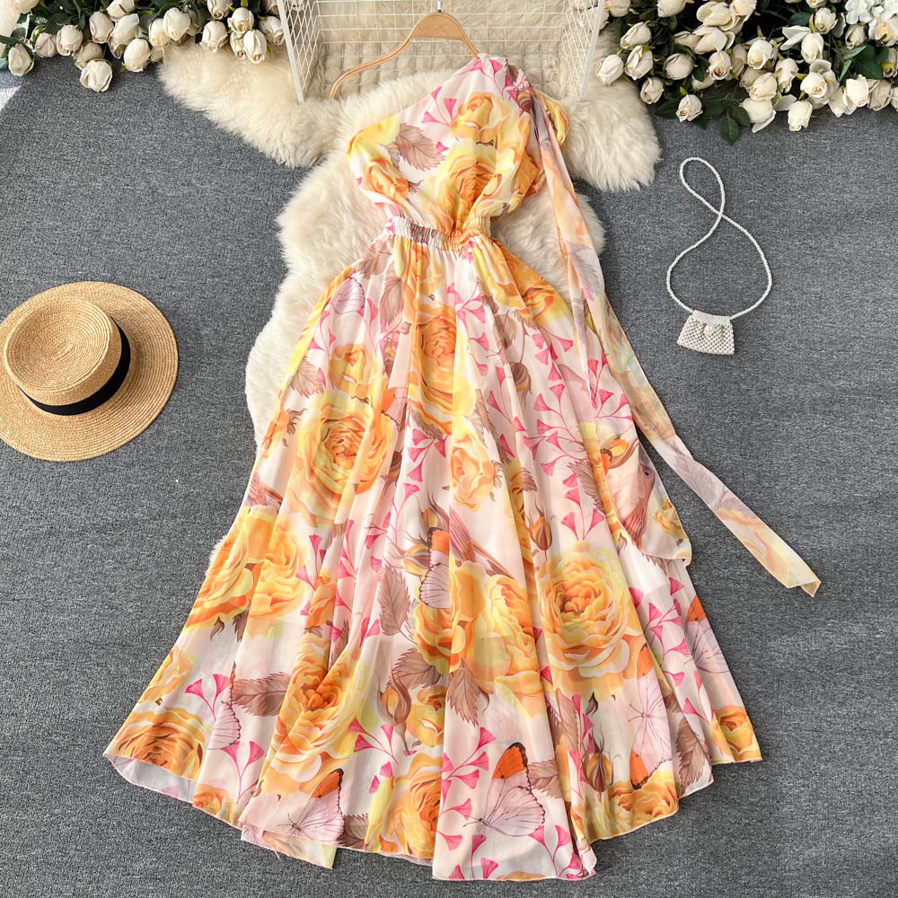 Madelynn One Shoulder Chiffon Dress