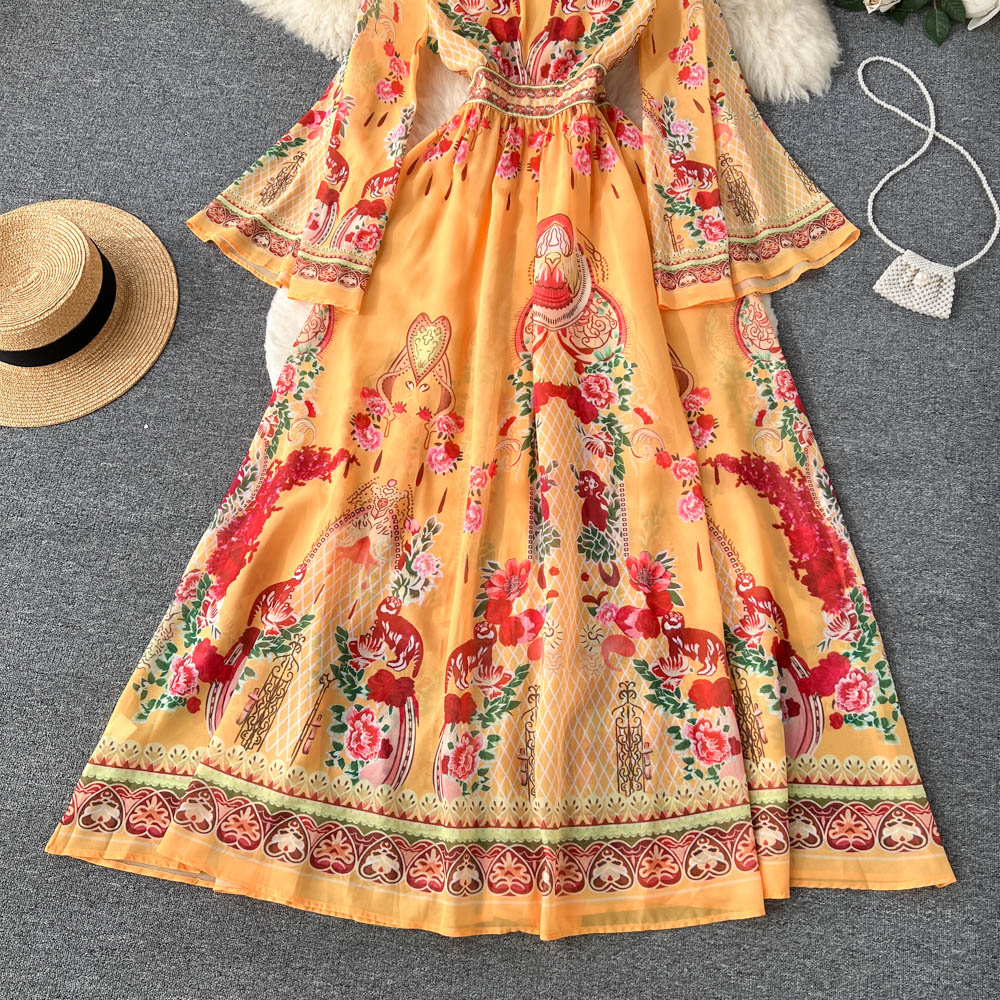 Emerald Trumpet Sleeve Maxi Dress