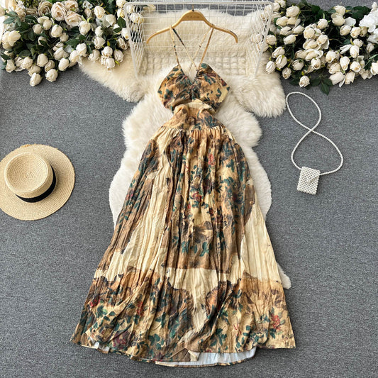 Genevieve Pleated Open Back Dress