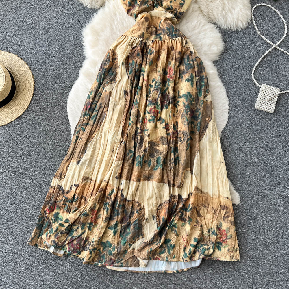 Genevieve Pleated Open Back Dress