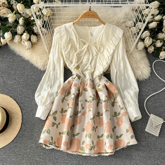 Marie Ruffle Jacquard Dress