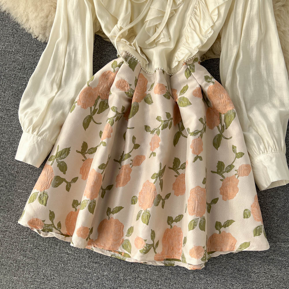 Marie Ruffle Jacquard Dress