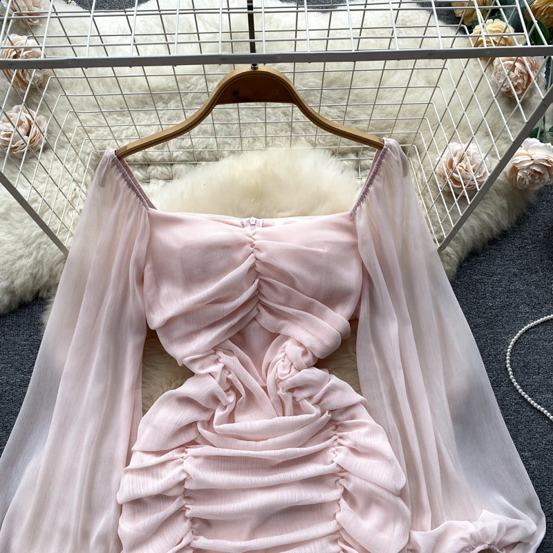 Emily Puff Sleeve Drawstring Dress
