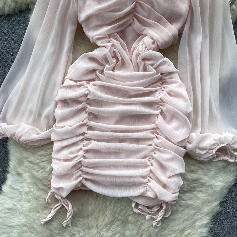 Emily Puff Sleeve Drawstring Dress