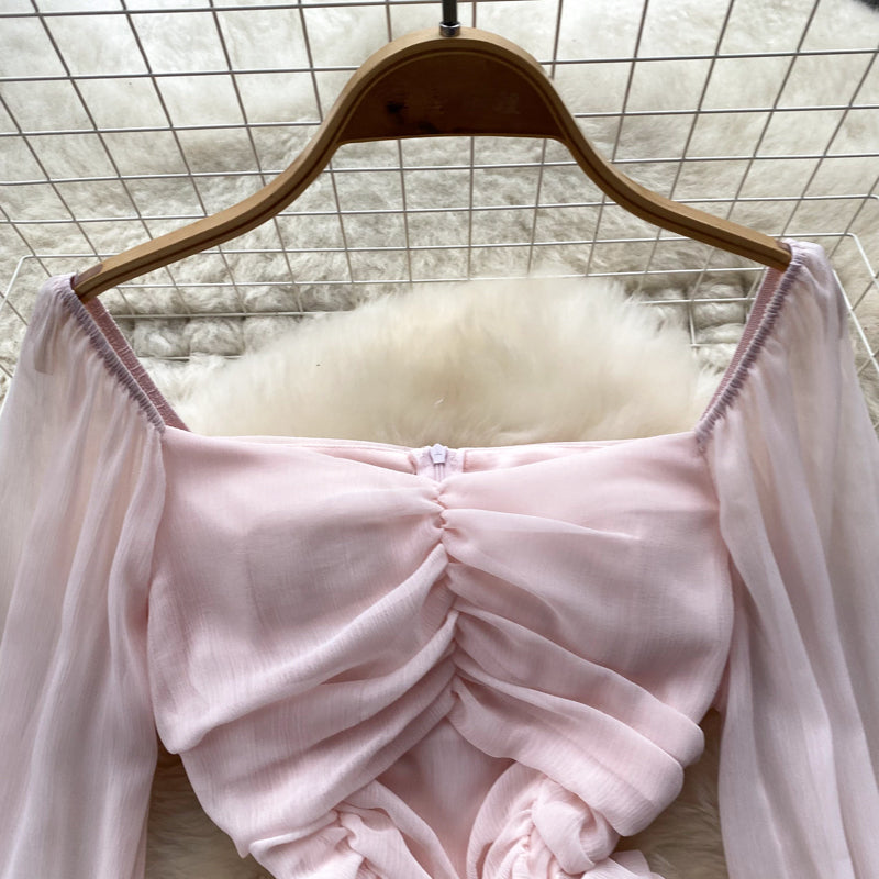Emily Puff Sleeve Drawstring Dress