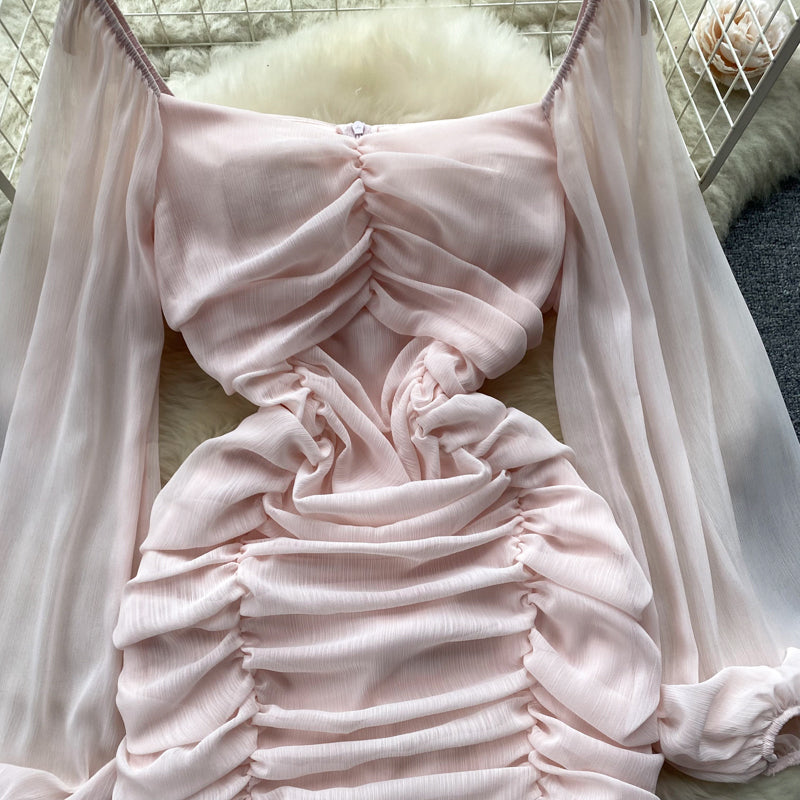 Emily Puff Sleeve Drawstring Dress