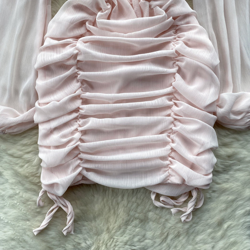 Emily Puff Sleeve Drawstring Dress