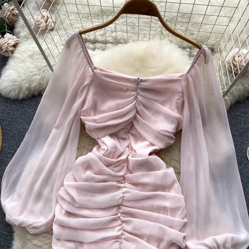 Emily Puff Sleeve Drawstring Dress