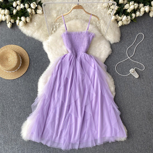 Violeta Shirred Mesh Dress