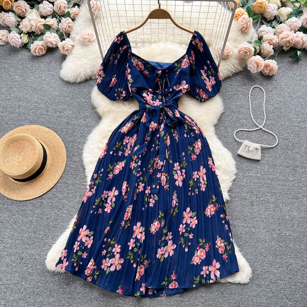 Chiara Pleated Puff Sleeve Dress