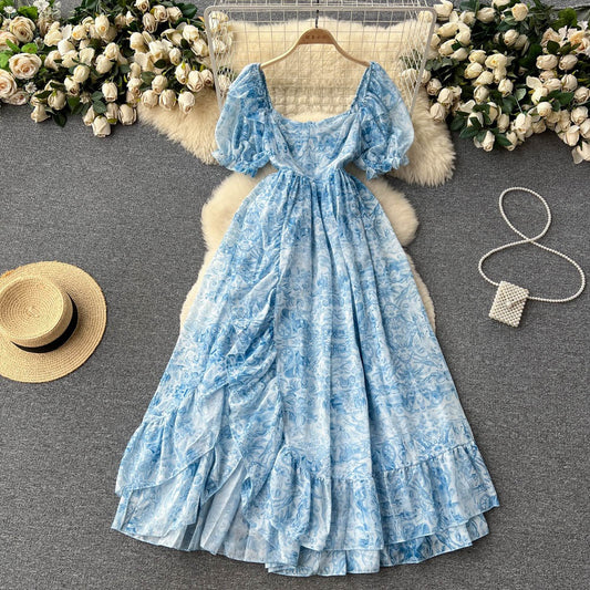 Elsa Puff Sleeve Ruffle Dress