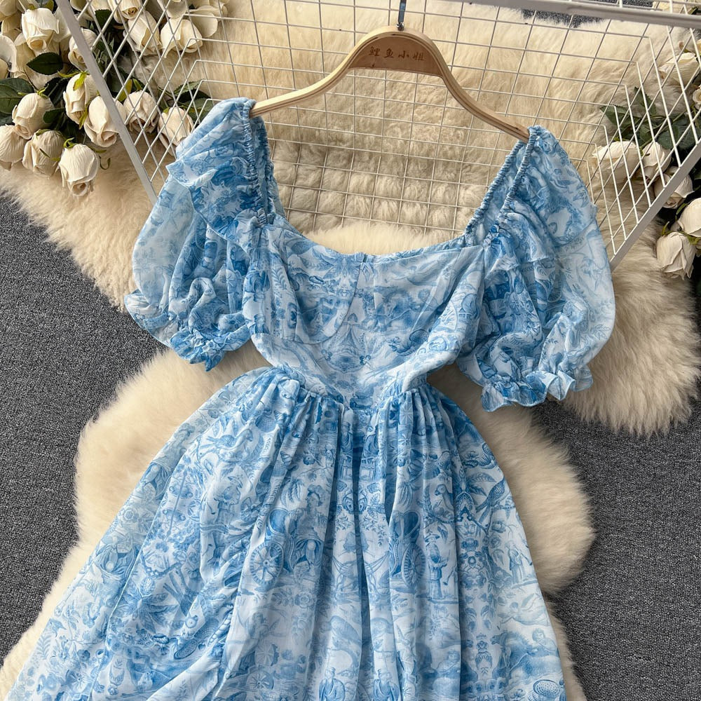 Elsa Puff Sleeve Ruffle Dress