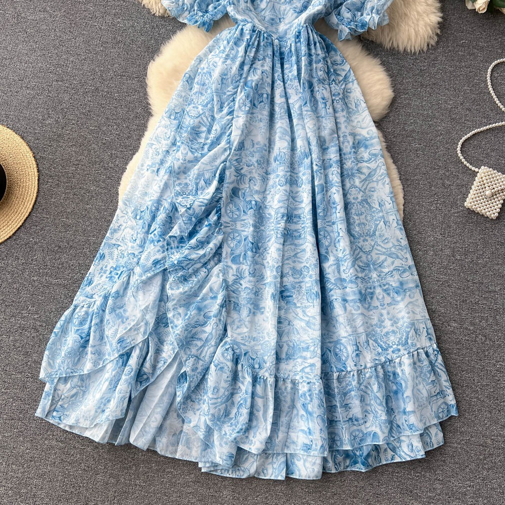 Elsa Puff Sleeve Ruffle Dress