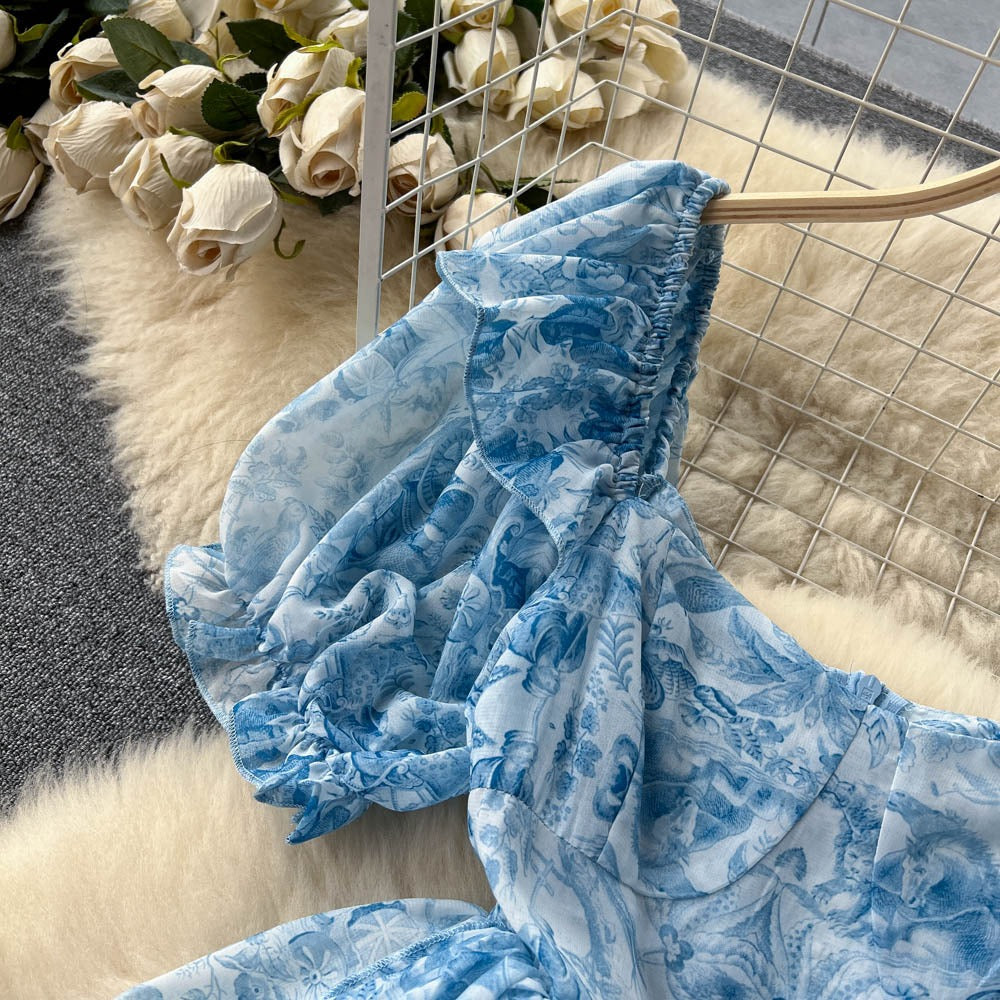 Elsa Puff Sleeve Ruffle Dress