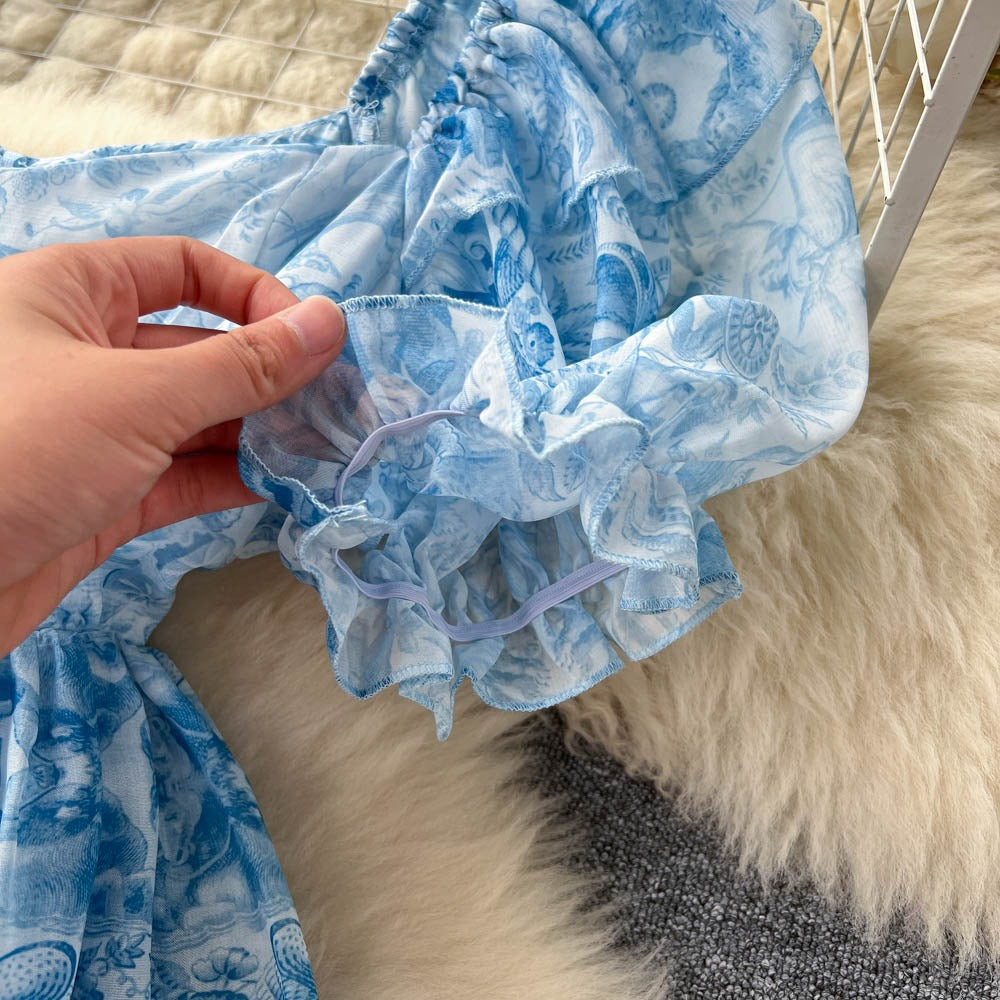 Elsa Puff Sleeve Ruffle Dress