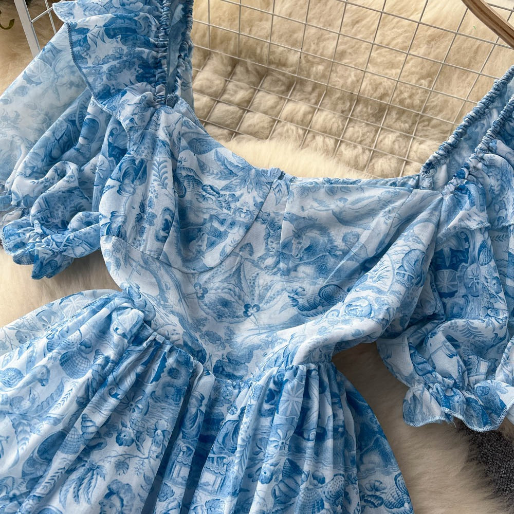 Elsa Puff Sleeve Ruffle Dress