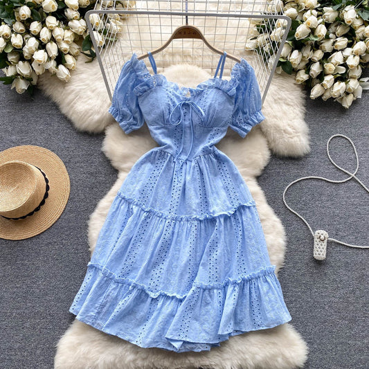 Helena Eyelet Puff Sleeve Dress
