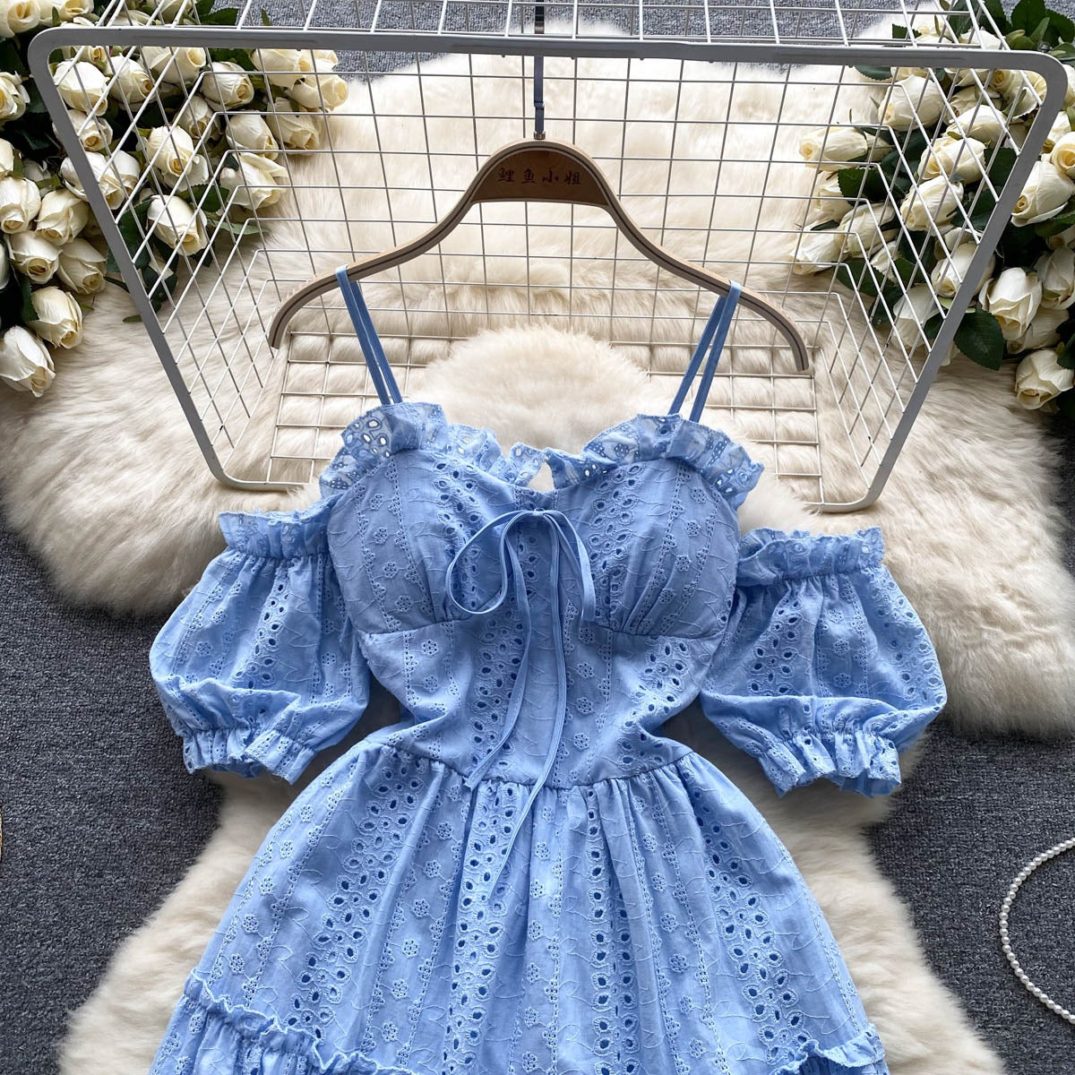 Helena Eyelet Puff Sleeve Dress