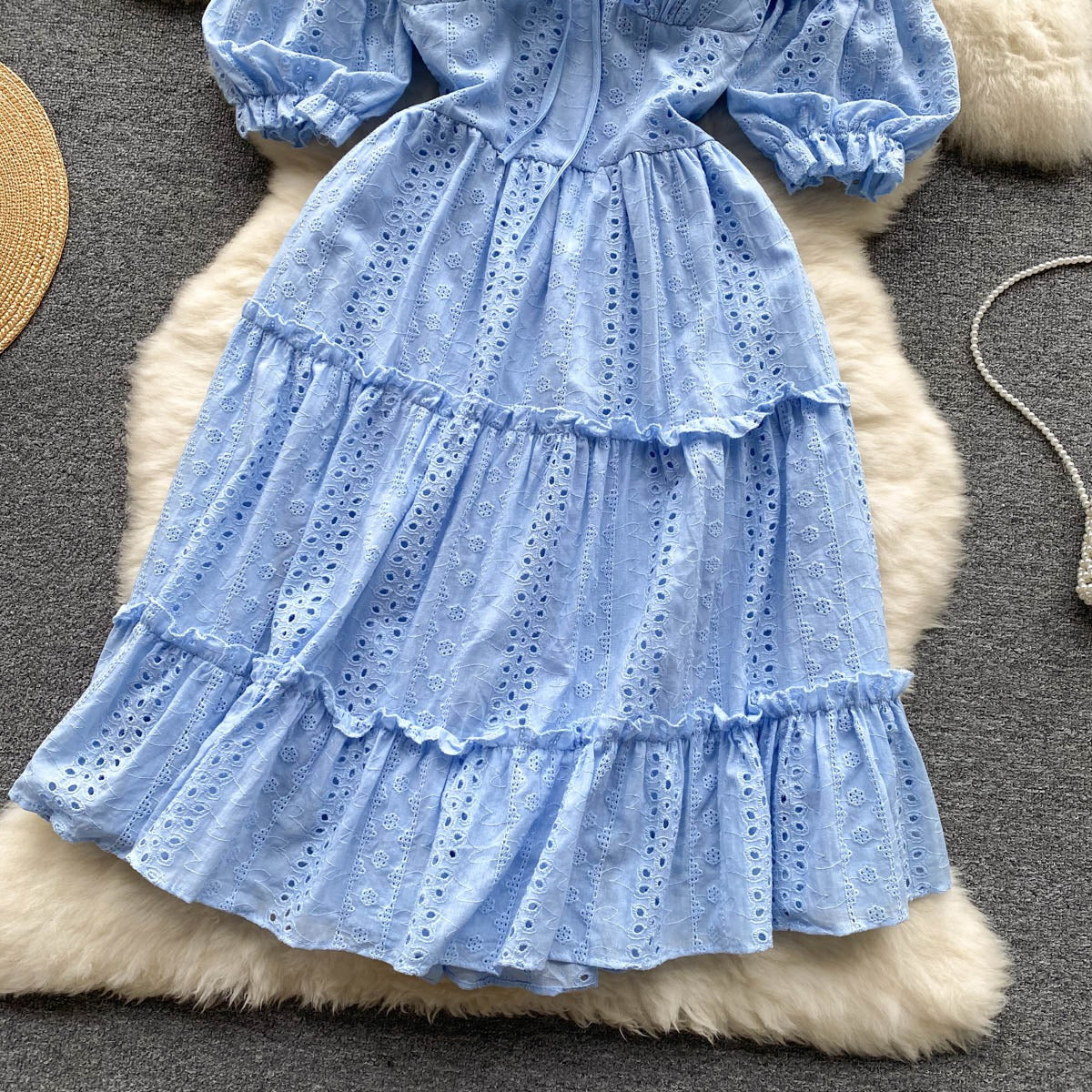 Helena Eyelet Puff Sleeve Dress