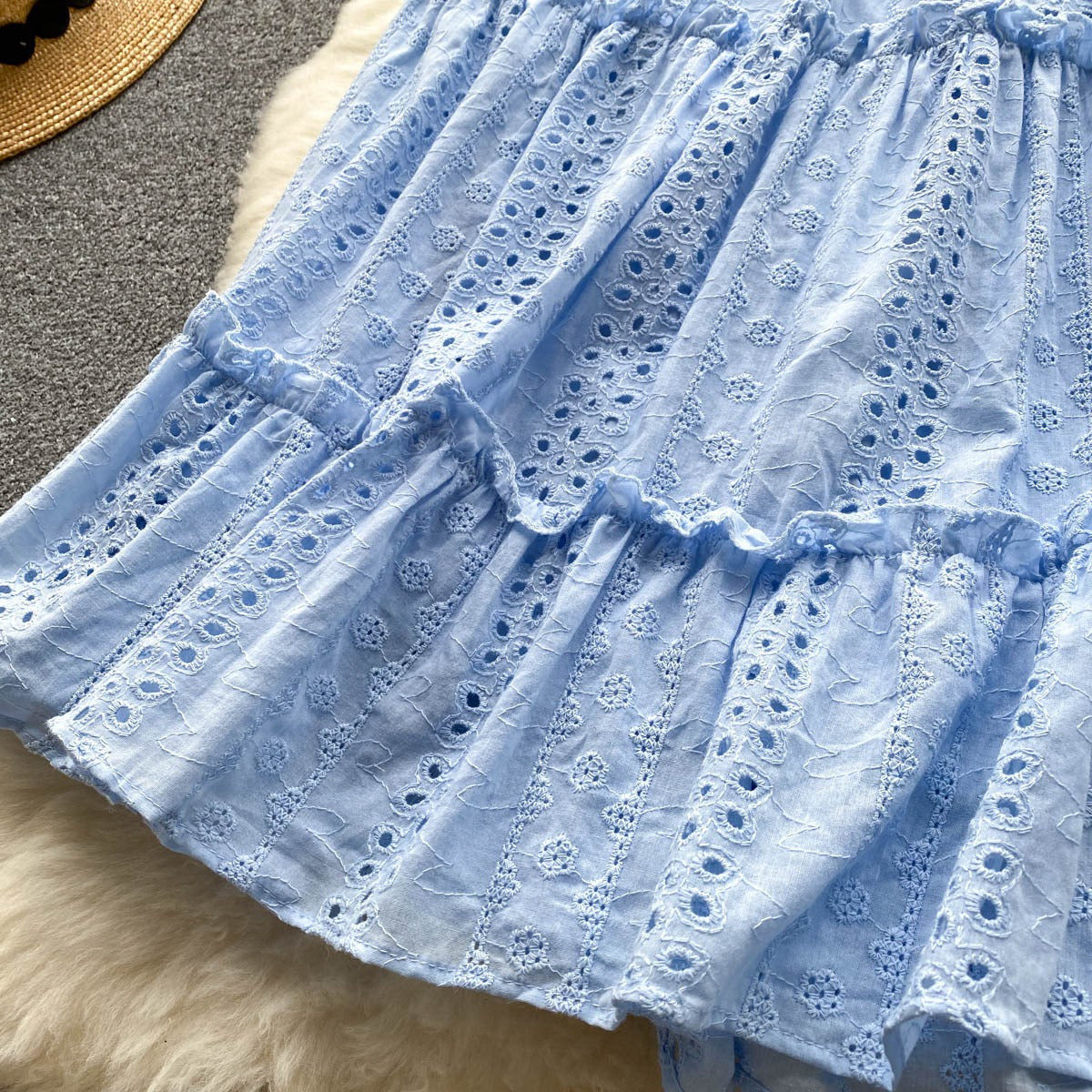 Helena Eyelet Puff Sleeve Dress