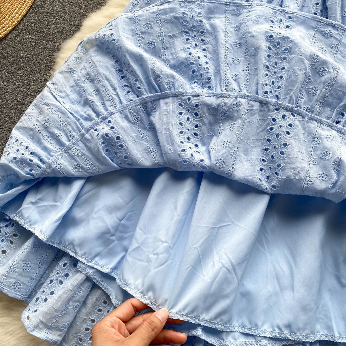 Helena Eyelet Puff Sleeve Dress