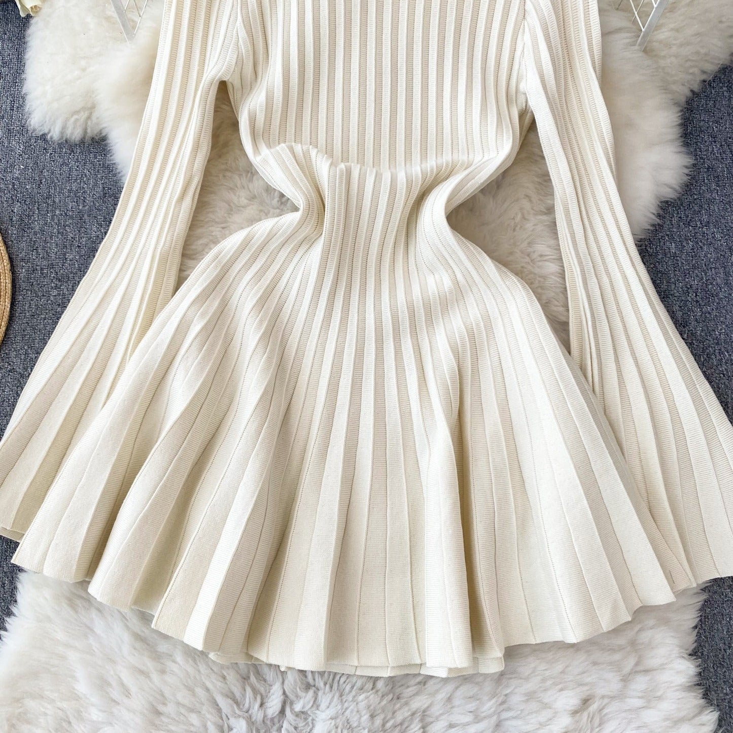Agnes Pleated Knit Dress